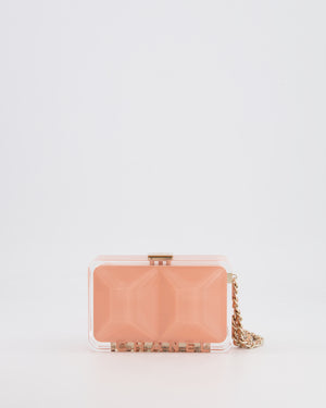 *COLLECTOR'S PIECE* Chanel Minaudière Pink Plexiglass Clutch Bag With Champagne Hardware and Logo Detail