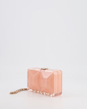 *COLLECTOR'S PIECE* Chanel Minaudière Pink Plexiglass Clutch Bag With Champagne Hardware and Logo Detail