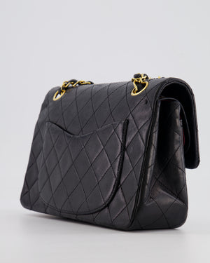 Chanel Black Vintage Classic Small Double Flap Bag in Lambskin Leather with 24K Gold Hardware