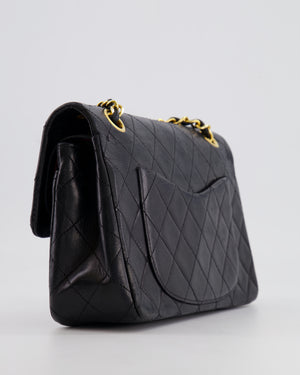 Chanel Black Vintage Classic Small Double Flap Bag in Lambskin Leather with 24K Gold Hardware