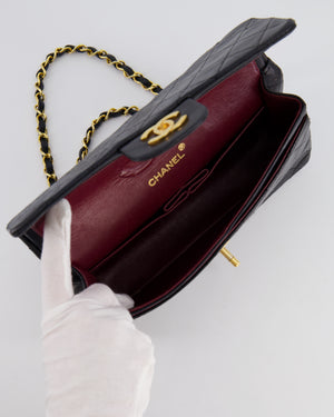 Chanel Black Vintage Classic Small Double Flap Bag in Lambskin Leather with 24K Gold Hardware