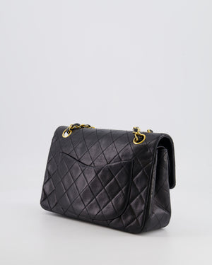 Chanel Black Vintage Classic Small Double Flap Bag in Lambskin Leather with 24K Gold Hardware