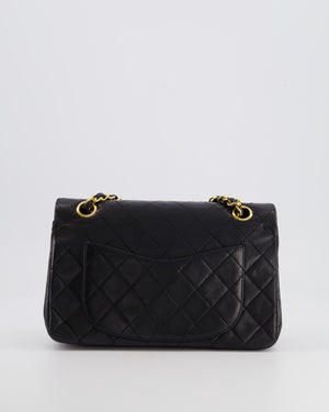 Chanel Black Vintage Classic Small Double Flap Bag in Lambskin Leather with 24K Gold Hardware