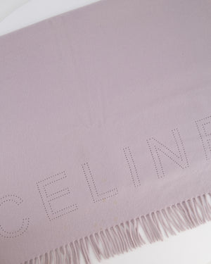 Céline Lilac Fringed Scarf with Logo Detail 100x70cm