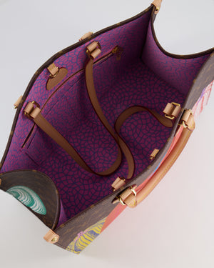 Louis Vuitton x Yayoi Kusama Brown Monogram and Multicolour Pumpkin Onthego Bag with Gold Hardware