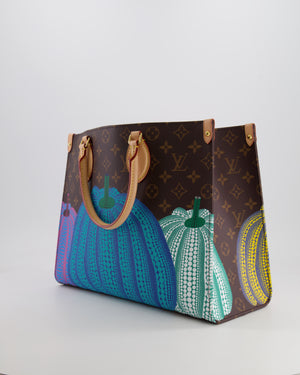 Louis Vuitton x Yayoi Kusama Brown Monogram and Multicolour Pumpkin Onthego Bag with Gold Hardware