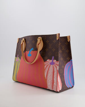 Louis Vuitton x Yayoi Kusama Brown Monogram and Multicolour Pumpkin Onthego Bag with Gold Hardware