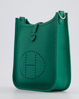 Hermès Mini Evelyne Bag in Vert Vertigo Clemence Leather with Palladium Hardware