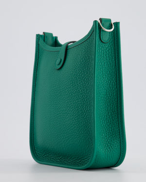 Hermès Mini Evelyne Bag in Vert Vertigo Clemence Leather with Palladium Hardware