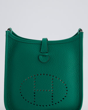 Hermès Mini Evelyne Bag in Vert Vertigo Clemence Leather with Palladium Hardware