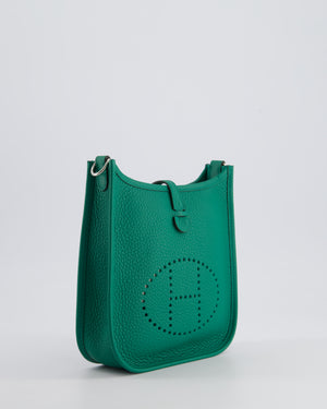 Hermès Mini Evelyne Bag in Vert Vertigo Clemence Leather with Palladium Hardware