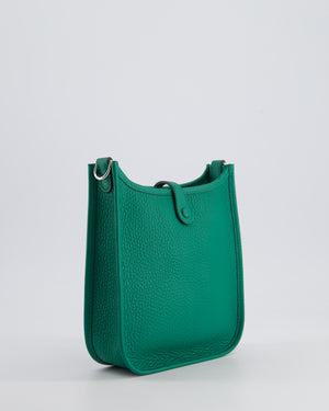 Hermès Mini Evelyne Bag in Vert Vertigo Clemence Leather with Palladium Hardware