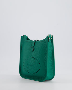 Hermès Mini Evelyne Bag in Vert Vertigo Clemence Leather with Palladium Hardware