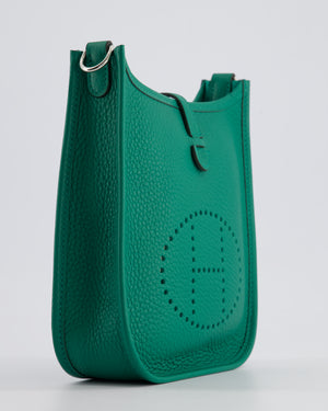 Hermès Mini Evelyne Bag in Vert Vertigo Clemence Leather with Palladium Hardware