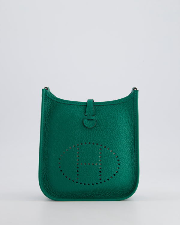 Hermès Mini Evelyne Bag in Vert Vertigo Clemence Leather with Palladium Hardware