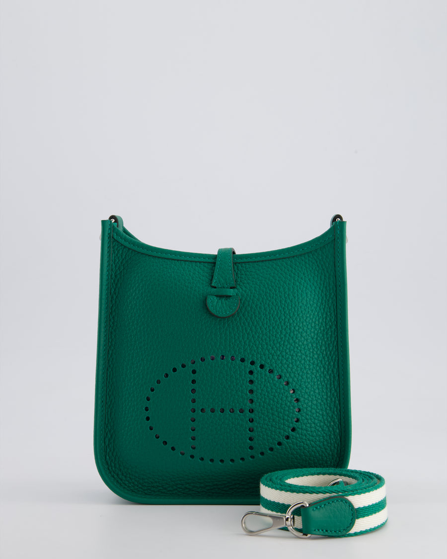 Hermès Mini Evelyne Bag in Vert Vertigo Clemence Leather with Palladium Hardware