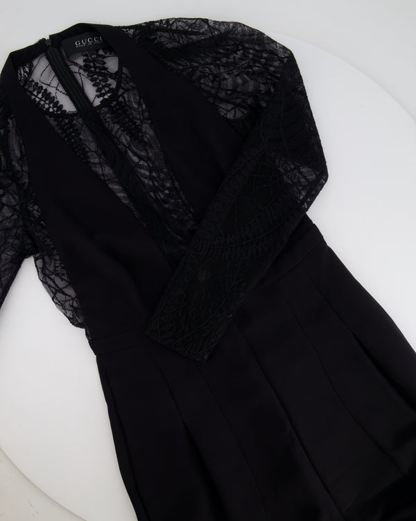 Gucci Black Laced Long Sleeve Jumpsuit IT 40 (UK 8)