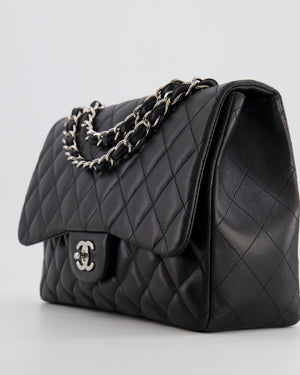 Chanel Black Jumbo Classic Single Flap Bag in Lambskin Leather with Silver Hardware