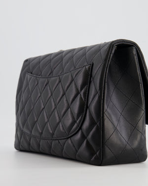 Chanel Black Jumbo Classic Single Flap Bag in Lambskin Leather with Silver Hardware