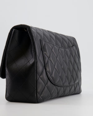 Chanel Black Jumbo Classic Single Flap Bag in Lambskin Leather with Silver Hardware