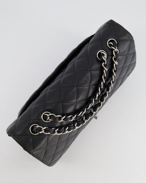 Chanel Black Jumbo Classic Single Flap Bag in Lambskin Leather with Silver Hardware