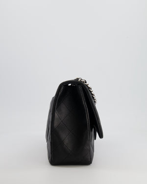 Chanel Black Jumbo Classic Single Flap Bag in Lambskin Leather with Silver Hardware