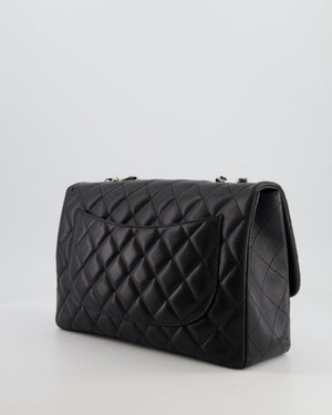 Chanel Black Jumbo Classic Single Flap Bag in Lambskin Leather with Silver Hardware