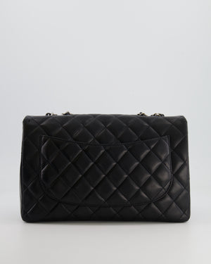 Chanel Black Jumbo Classic Single Flap Bag in Lambskin Leather with Silver Hardware