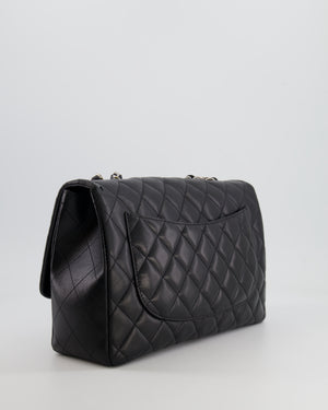 Chanel Black Jumbo Classic Single Flap Bag in Lambskin Leather with Silver Hardware