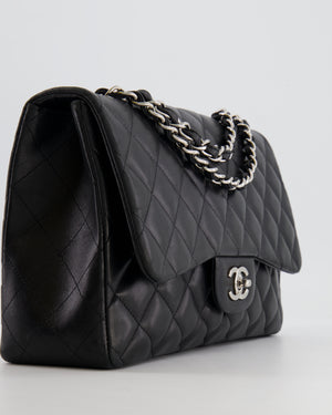 Chanel Black Jumbo Classic Single Flap Bag in Lambskin Leather with Silver Hardware