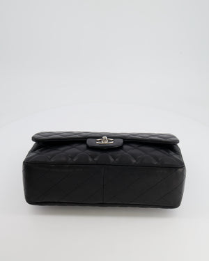 Chanel Black Jumbo Classic Single Flap Bag in Lambskin Leather with Silver Hardware