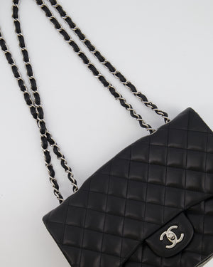 Chanel Black Jumbo Classic Single Flap Bag in Lambskin Leather with Silver Hardware