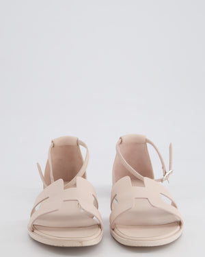 Hermès Santorini Sandal in Mauve Pale Swift Leather with Palladium Hardware Size EU 37.5