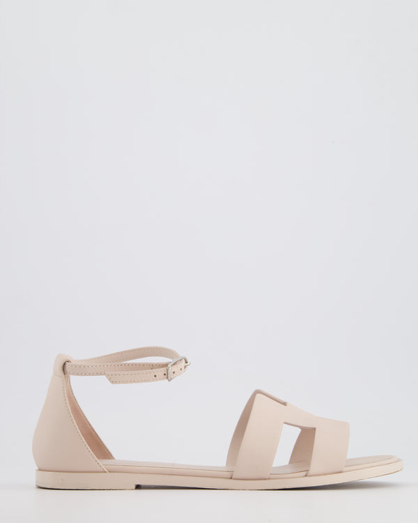 Hermès Santorini Sandal in Mauve Pale Swift Leather with Palladium Hardware Size EU 37.5