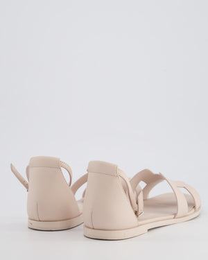 Hermès Santorini Sandal in Mauve Pale Swift Leather with Palladium Hardware Size EU 37.5