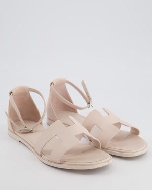 Hermès Santorini Sandal in Mauve Pale Swift Leather with Palladium Hardware Size EU 37.5