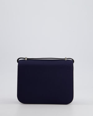 *RARE* Hermès Constance III Mini 18cm Bag in Bleu Nuit Silk and Swift Leather with Palladium Hardware