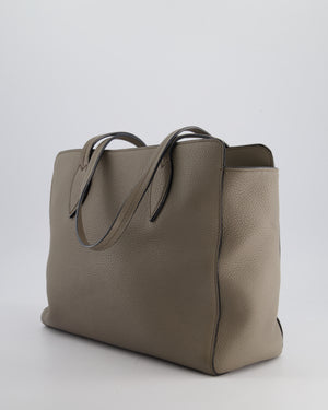 Prada Grey Vitello Phenix Open Tote Bag with Gold Hardware