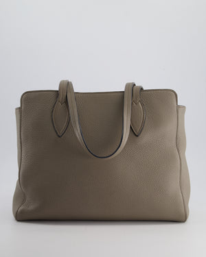 Prada Grey Vitello Phenix Open Tote Bag with Gold Hardware