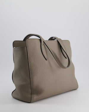 Prada Grey Vitello Phenix Open Tote Bag with Gold Hardware