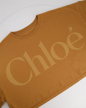 Chloe Burnt Orange Cropped Oversized T-Shirt with Logo Detail Size S (UK 8)