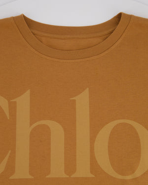 Chloe Burnt Orange Cropped Oversized T-Shirt with Logo Detail Size S (UK 8)