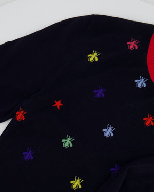 Gucci Navy Long Sleeve Jumper with Bees and Red Detail IT 40 (UK 8)