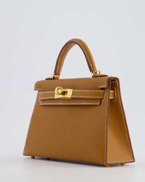 *HOT* Hermès Mini Kelly 20cm Bag in Gold Epsom Leather with Gold Hardware