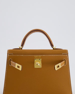 *HOT* Hermès Mini Kelly 20cm Bag in Gold Epsom Leather with Gold Hardware