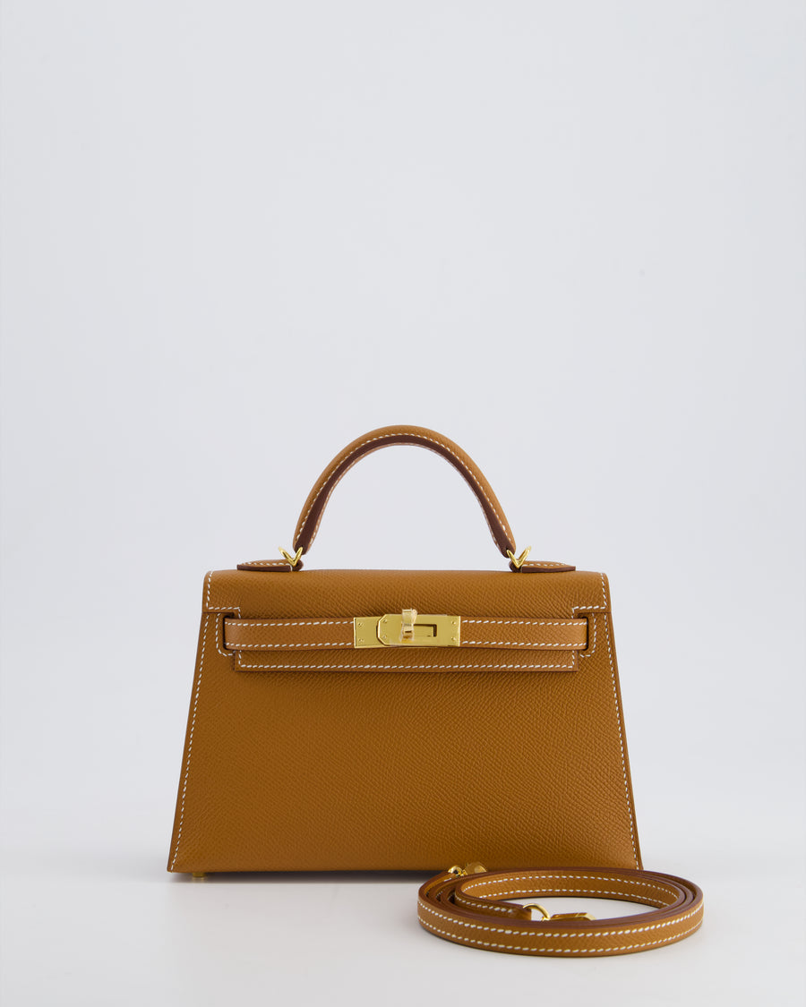 *HOT* Hermès Mini Kelly 20cm Bag in Gold Epsom Leather with Gold Hardware