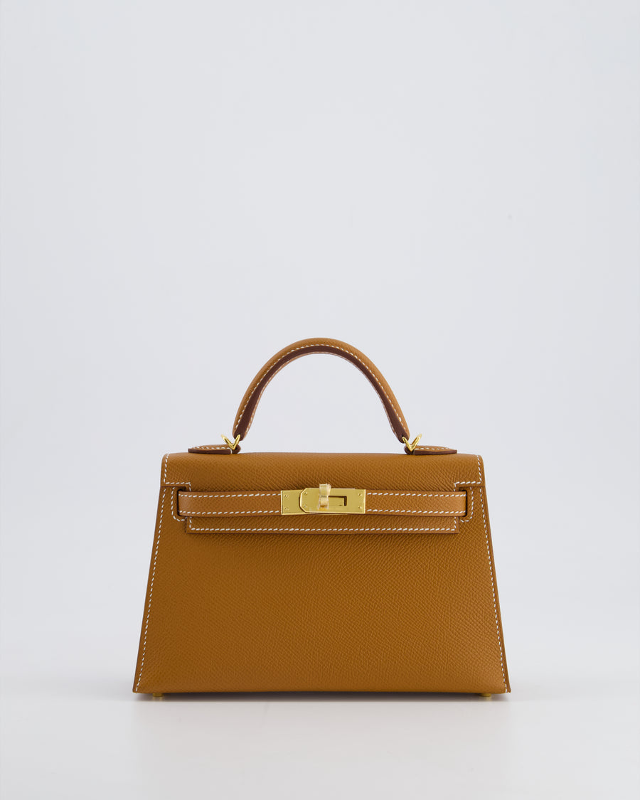 *HOT* Hermès Mini Kelly 20cm Bag in Gold Epsom Leather with Gold Hardware