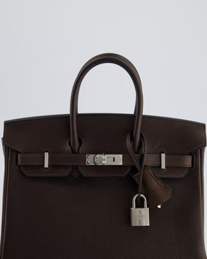 *VERY RARE* Hermès Birkin 25cm Retourne in Ebene Barenia Faubourg Leather with Palladium Hardware