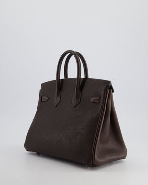 *VERY RARE* Hermès Birkin 25cm Retourne in Ebene Barenia Faubourg Leather with Palladium Hardware