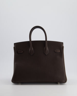 *VERY RARE* Hermès Birkin 25cm Retourne in Ebene Barenia Faubourg Leather with Palladium Hardware